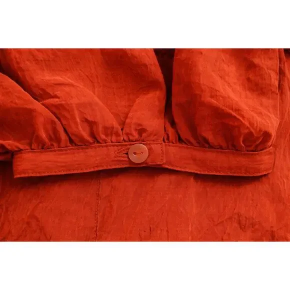 a.n.a Burnt Orange Crinkled Blouse NWT Size XL |Chic Office Boho Style Flowy Top - Picture 6 of 10